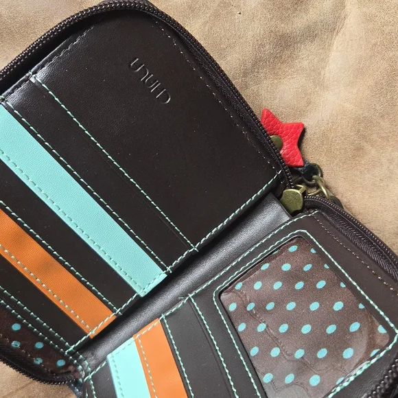 Blue and Brown Leather Wristlet with Horse Design - Picture 3 of 5